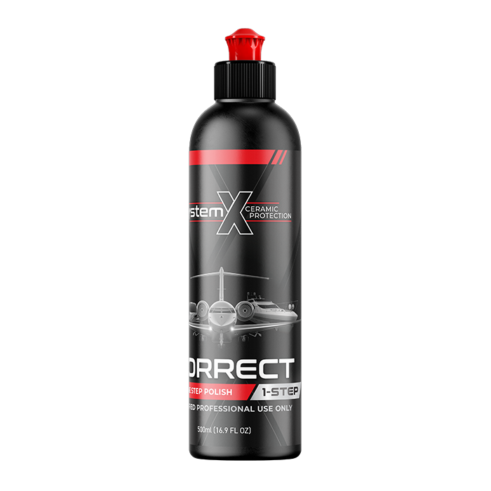 System X Correct car polish bottle on a white background