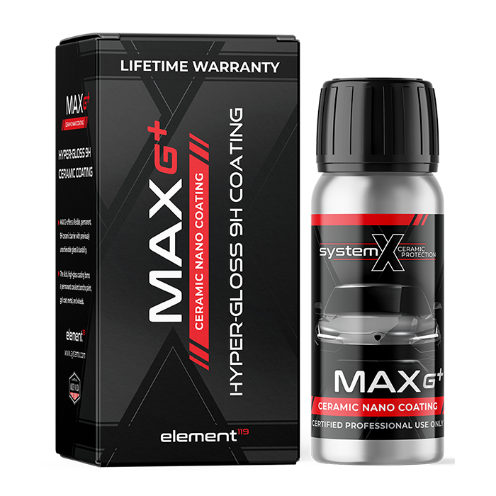 MAX G+ ceramic nano coating product and packaging on a white background