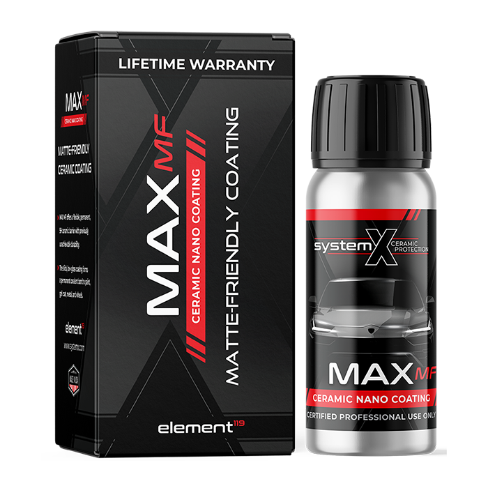 MAX MF ceramic nano coating product packaging with bottle and box on a white background