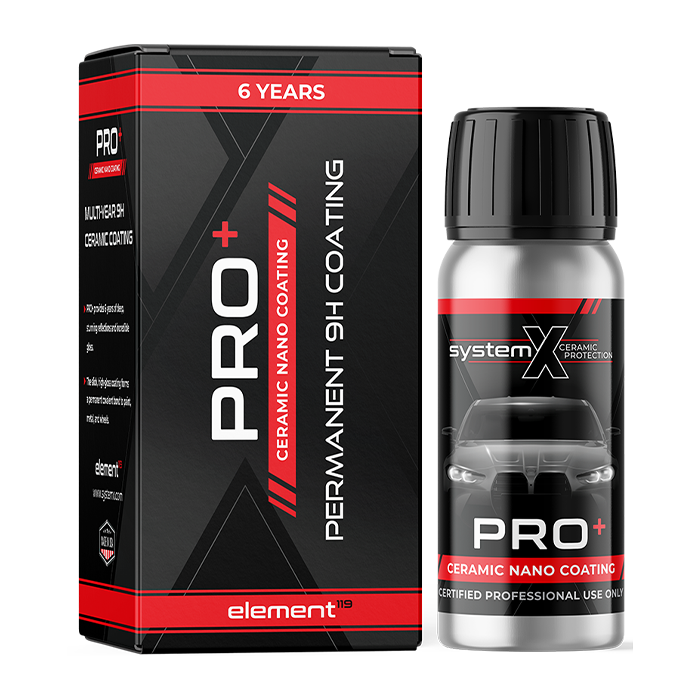 System X Pro+ Ceramic Nano Coating packaging and bottle on a white background
