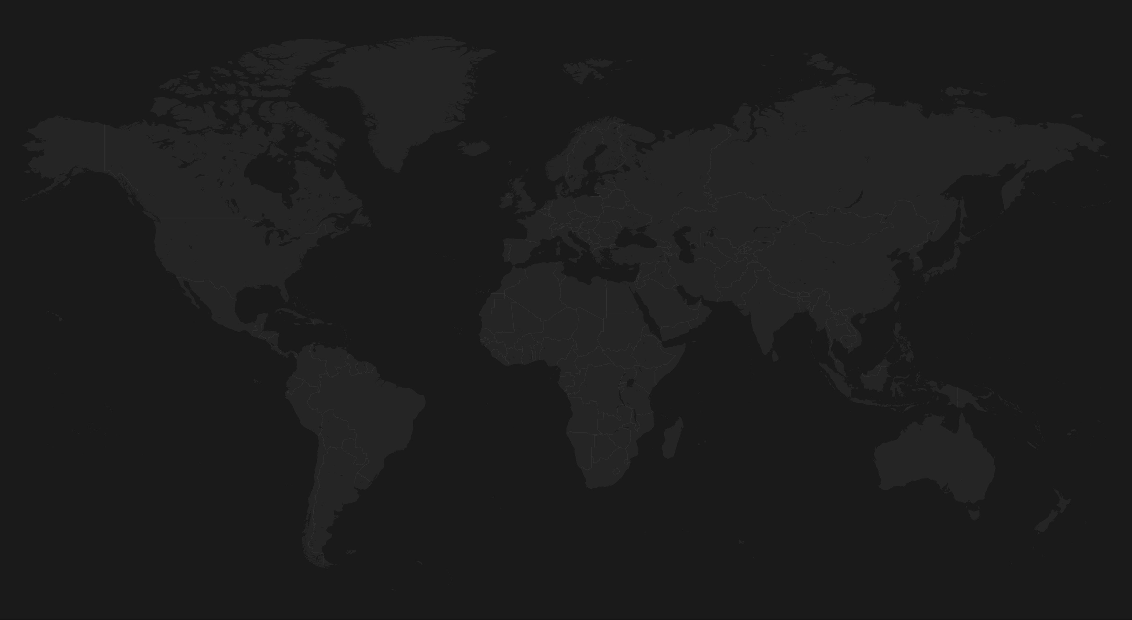 World map outline on a black background