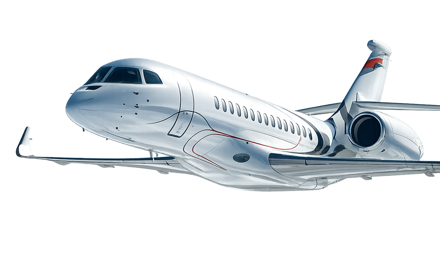 Private jet on a white background