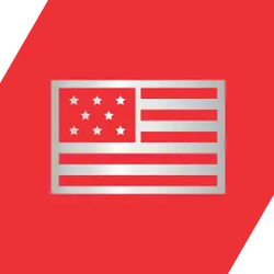 American flag icon on a red background
