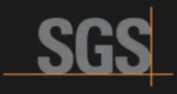 SGS logo on a black background